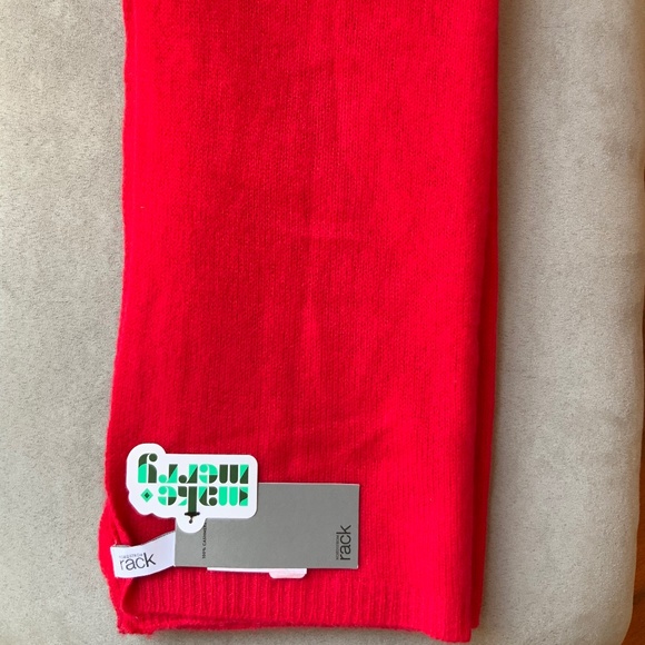NORDSTROM RACK 100% CASHMERE Scarf In Scarlet Red OS NWT - Picture 6 of 15
